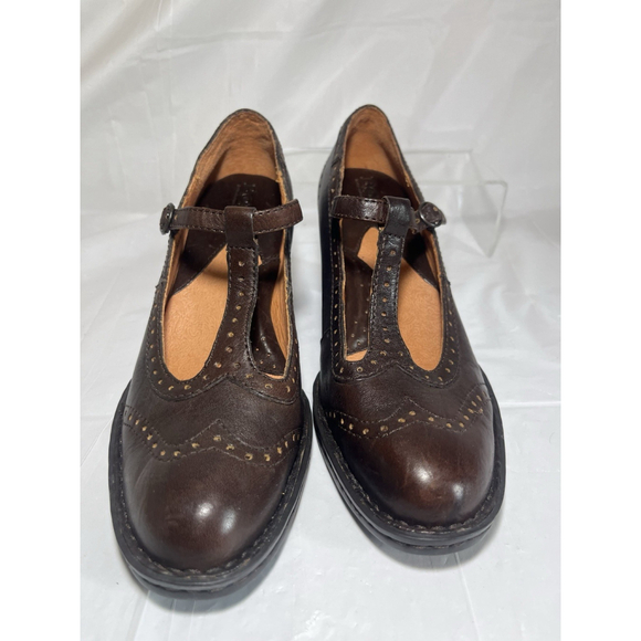 Born Polyana T strap MARY JANE LOAFER heel Size 6 M brown leather - Picture 3 of 15